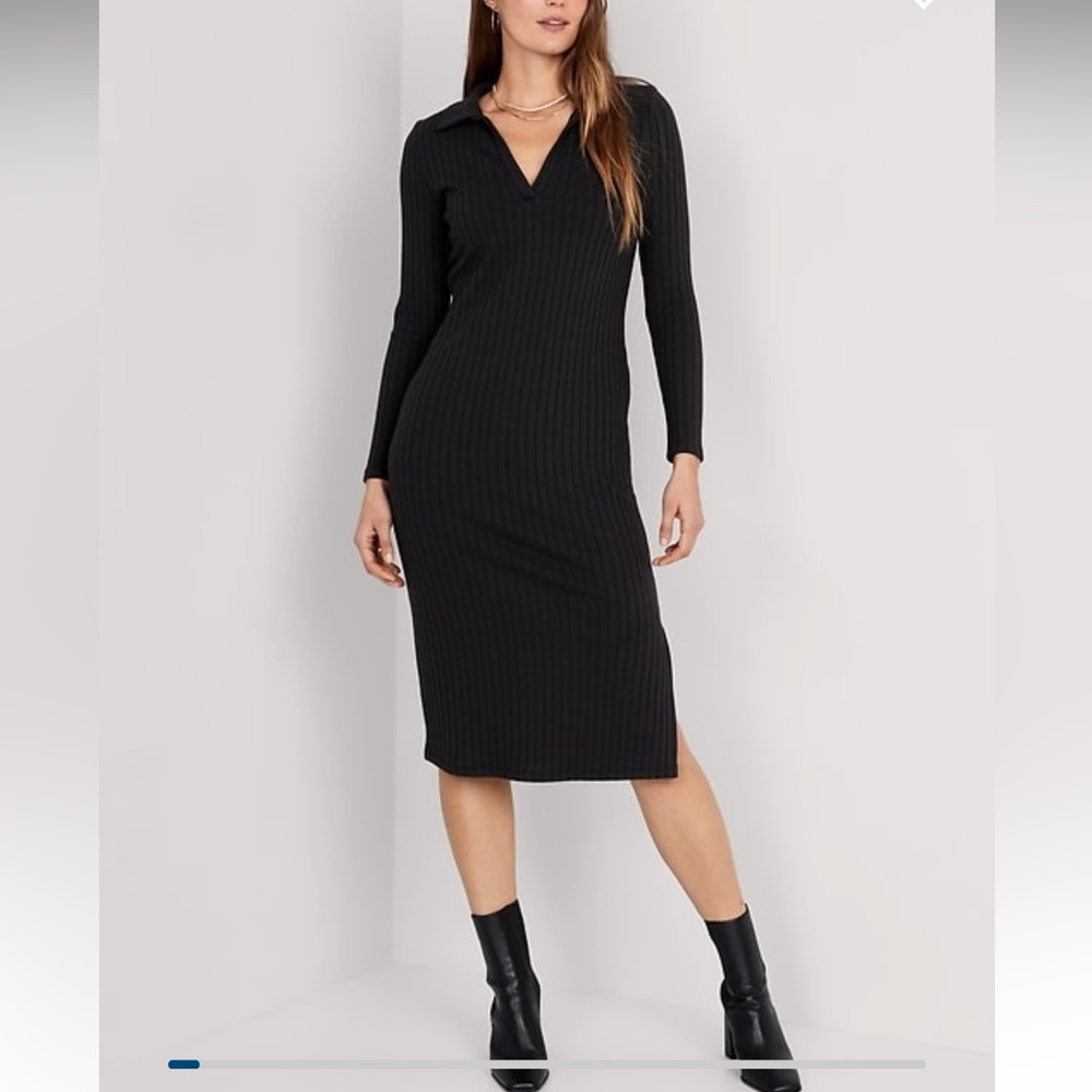 Fitted Rib-Knit Midi Polo
Dress